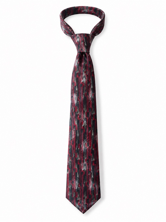 David Taylor Other - Red Black Gray Abstract Print Necktie Polyester Geometric Classic Mens Tie